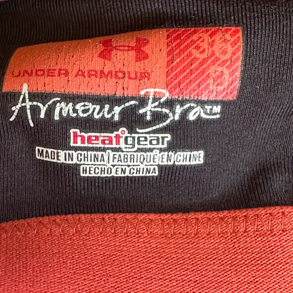 UNDER ARMOR SPORTS BRA SET OF 2 size 36 D BLACK AND ORANGE - Picture 7 of 9
